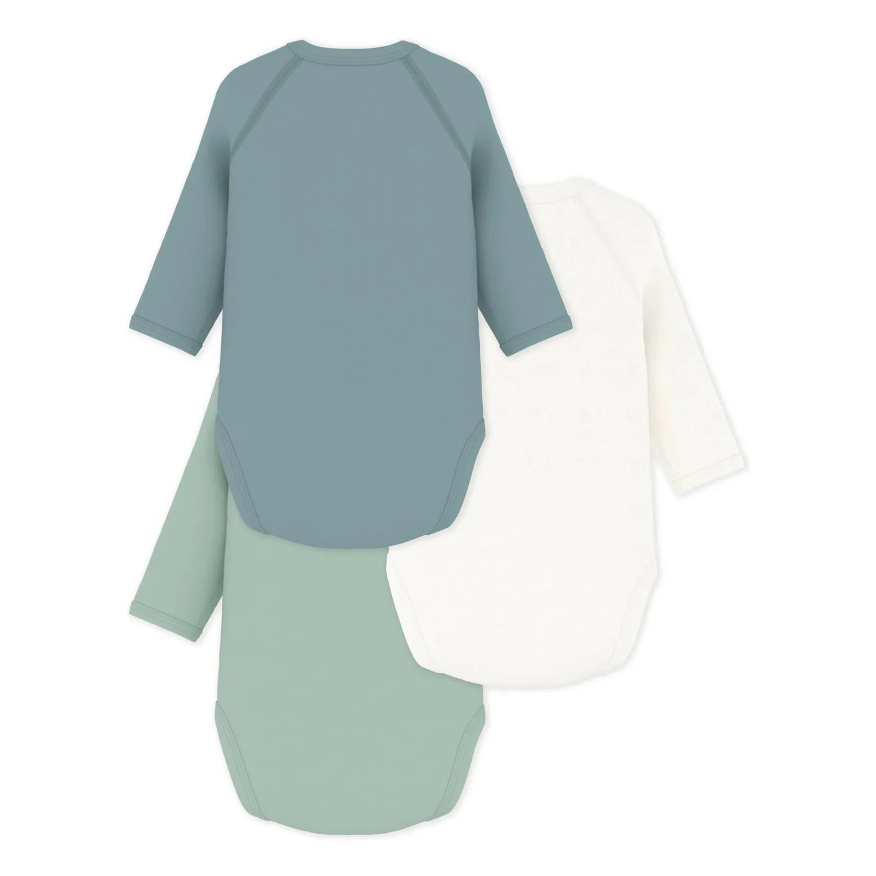 Petit Bateau - 3er-Set Wickelbodys aus Bio-Baumwolle „Mon Bébé“ | Blau