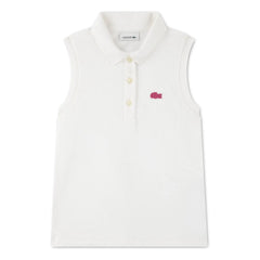 Lacoste - Organik Pamuk Logolu Kolsuz Polo Tişört | Kırık beyaz