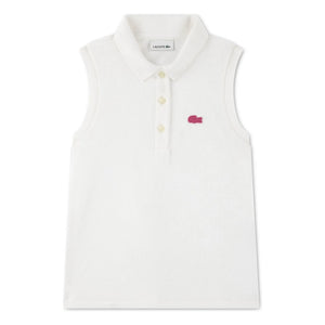 Lacoste - Organik Pamuk Logolu Kolsuz Polo Tişört | Kırık beyaz