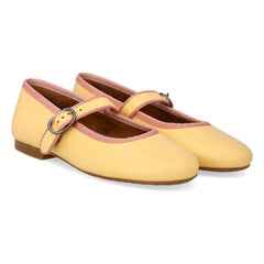 Angulus - Mary Jane Ballerinas mit Kontrastlinie | Hellgelb