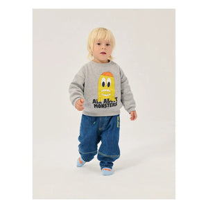 Bobo Choses - Sweat All About Monsters Organik Pamuk Bebek | Heather gri