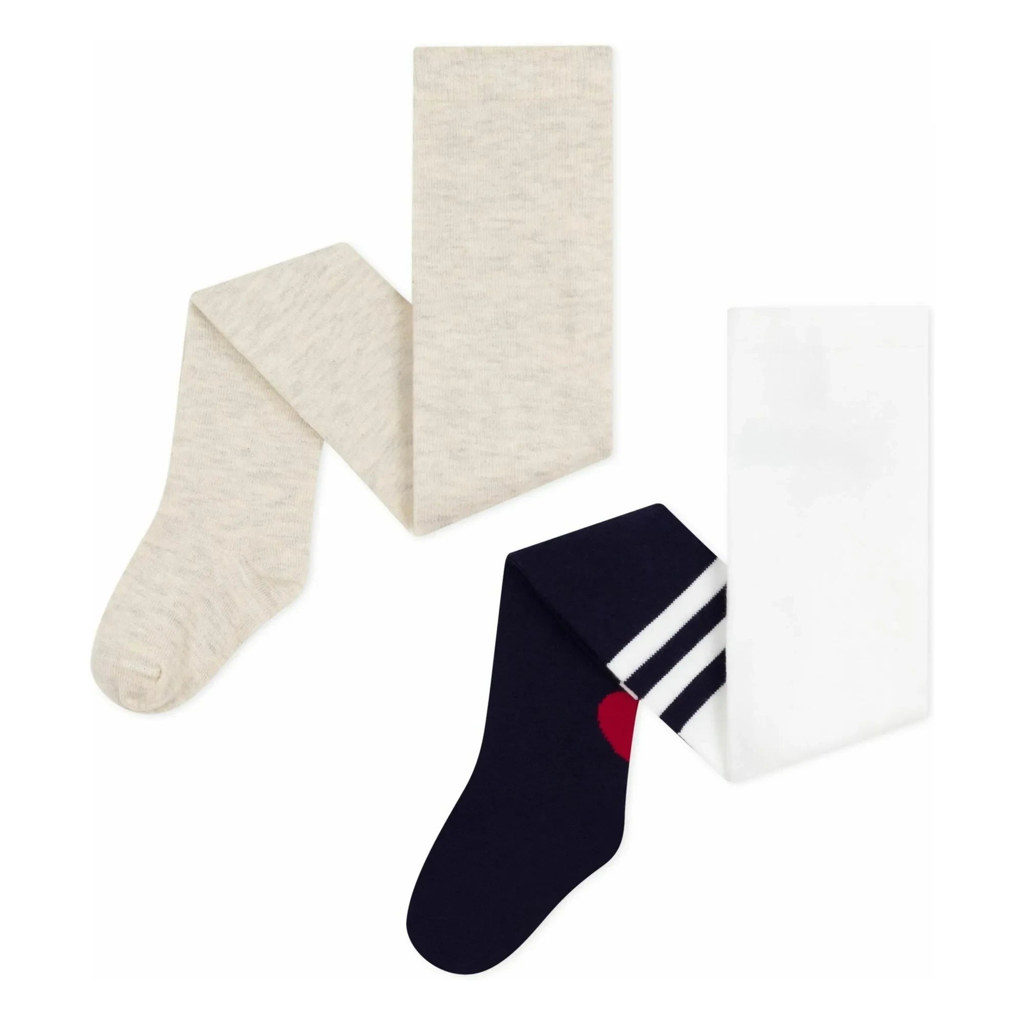 Petit Bateau - Hohe Socken mit Herzmuster 2 Paar | Marineblau