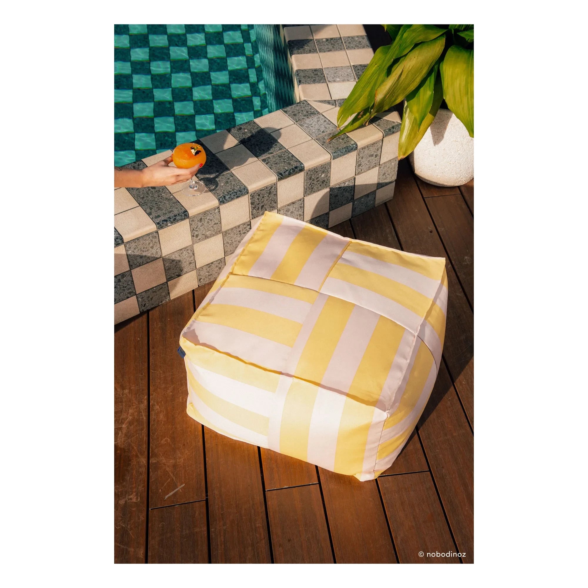 Nobodinoz - Outdoor Ottoman pouf Otto | Yellow