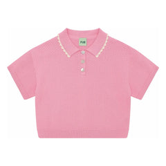 FUB – Polo-Oversize, dünn gewebter Piqué aus Bio-Baumwolle | Zuckerrosa