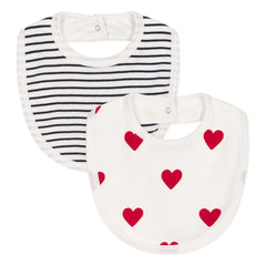 Petit Bateau - 2'li Önlük Kalp Desenli | Beyaz