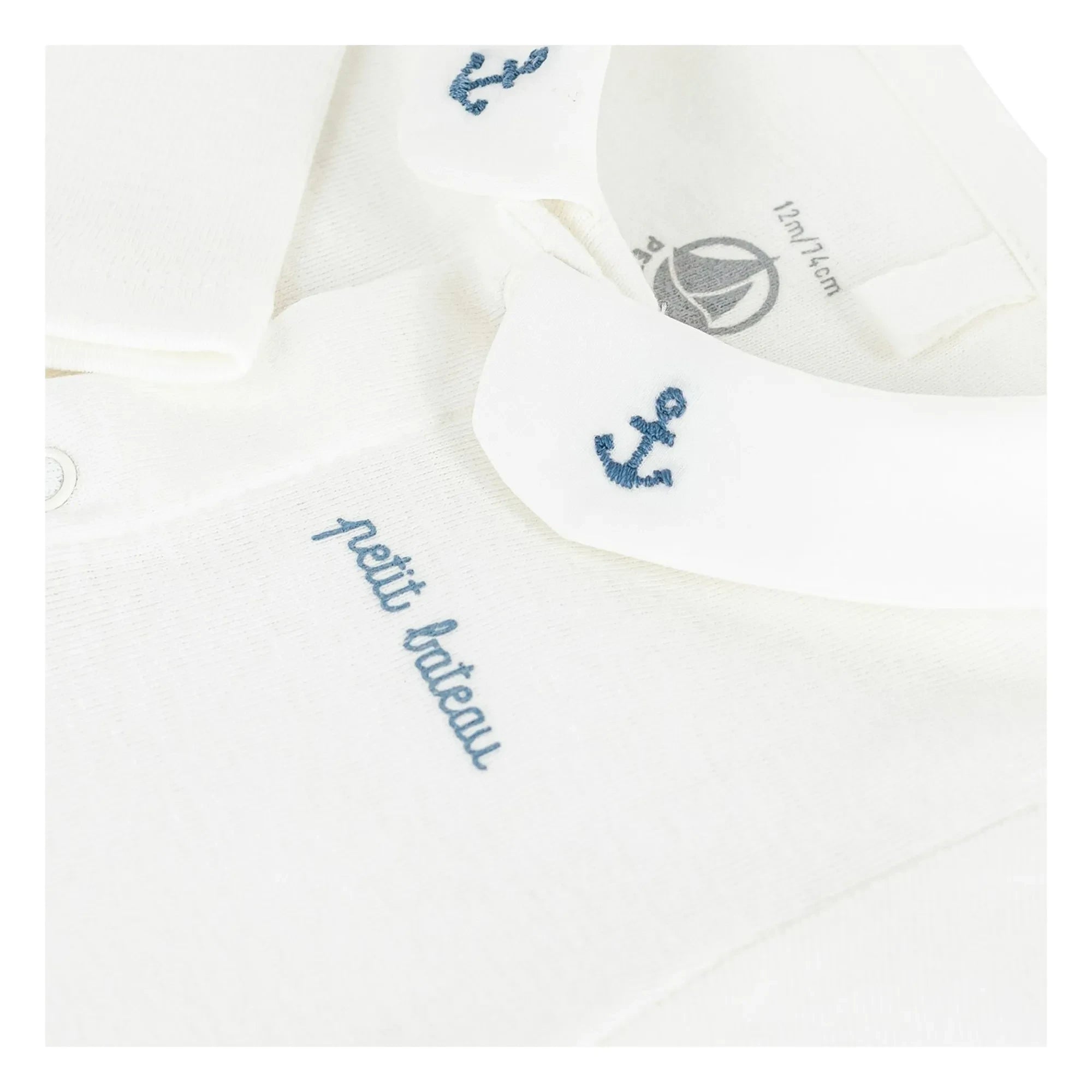 Petit Bateau - Organic Cotton Embroidered Collar Bodysuit | Blue