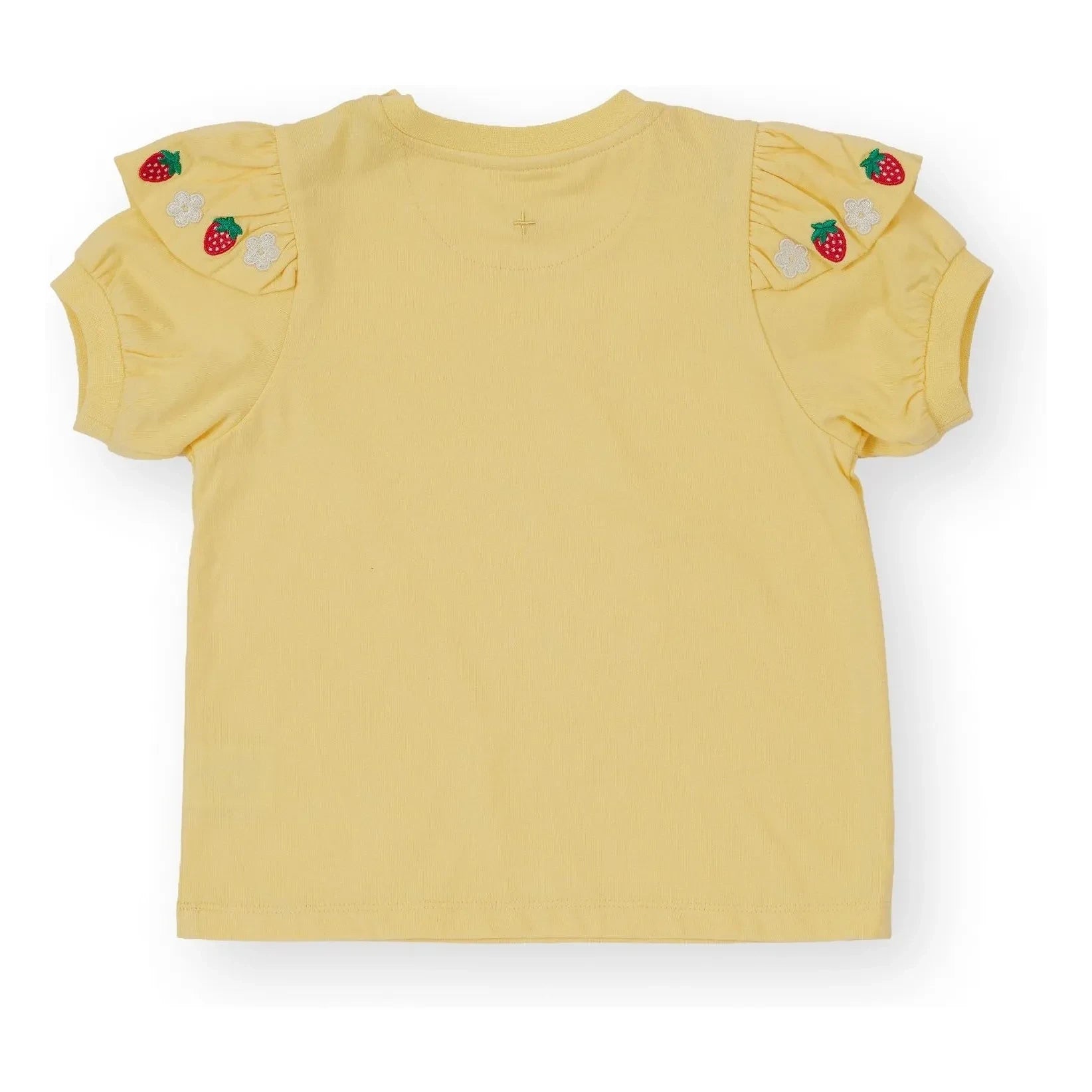 Goldie + Ace – Rüschen-T-Shirt mit Erdbeer-Details | Gelb