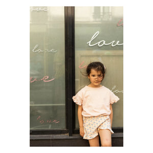 Louis Louise - Astrée Ruffled Shorts Terry Fabric Hearts | Dusty Pink