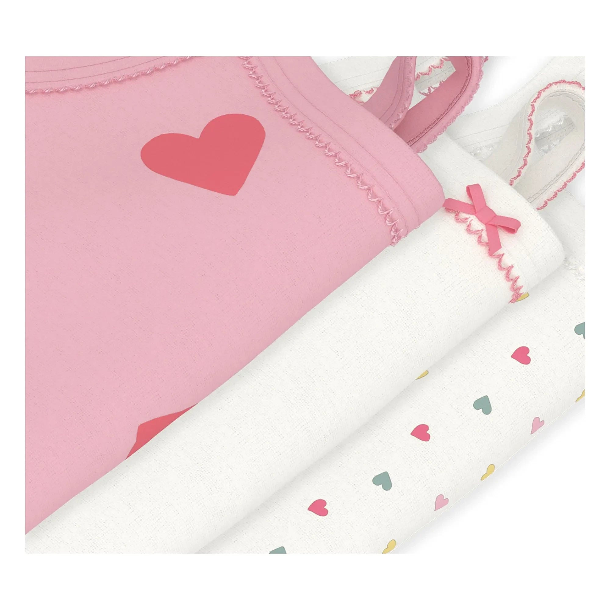 Petit Bateau - 3’lü Organik Pamuk Kalp Askılı Body Seti | Pembe