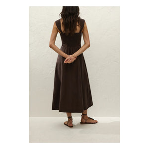 Faithfull the Brand - Pallida Leinen- und Baumwollkleid | Kaffee