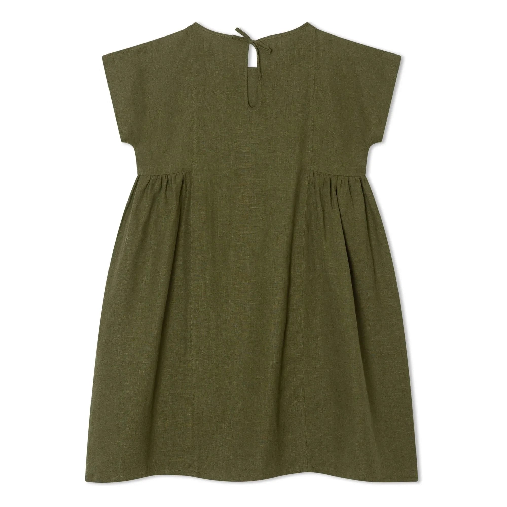 Matona - Boxed Linen Midi Dress | Olives