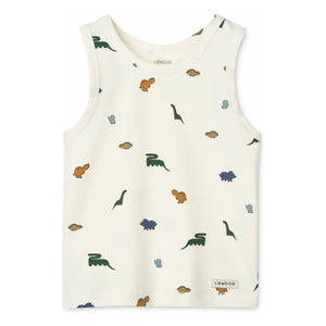 Liewood - Set of 2 Faris Dino Organic Cotton Singlets | Ecru