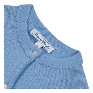 Tartine et Chocolat - Embroidered Flower Cardigan | Azure Blue