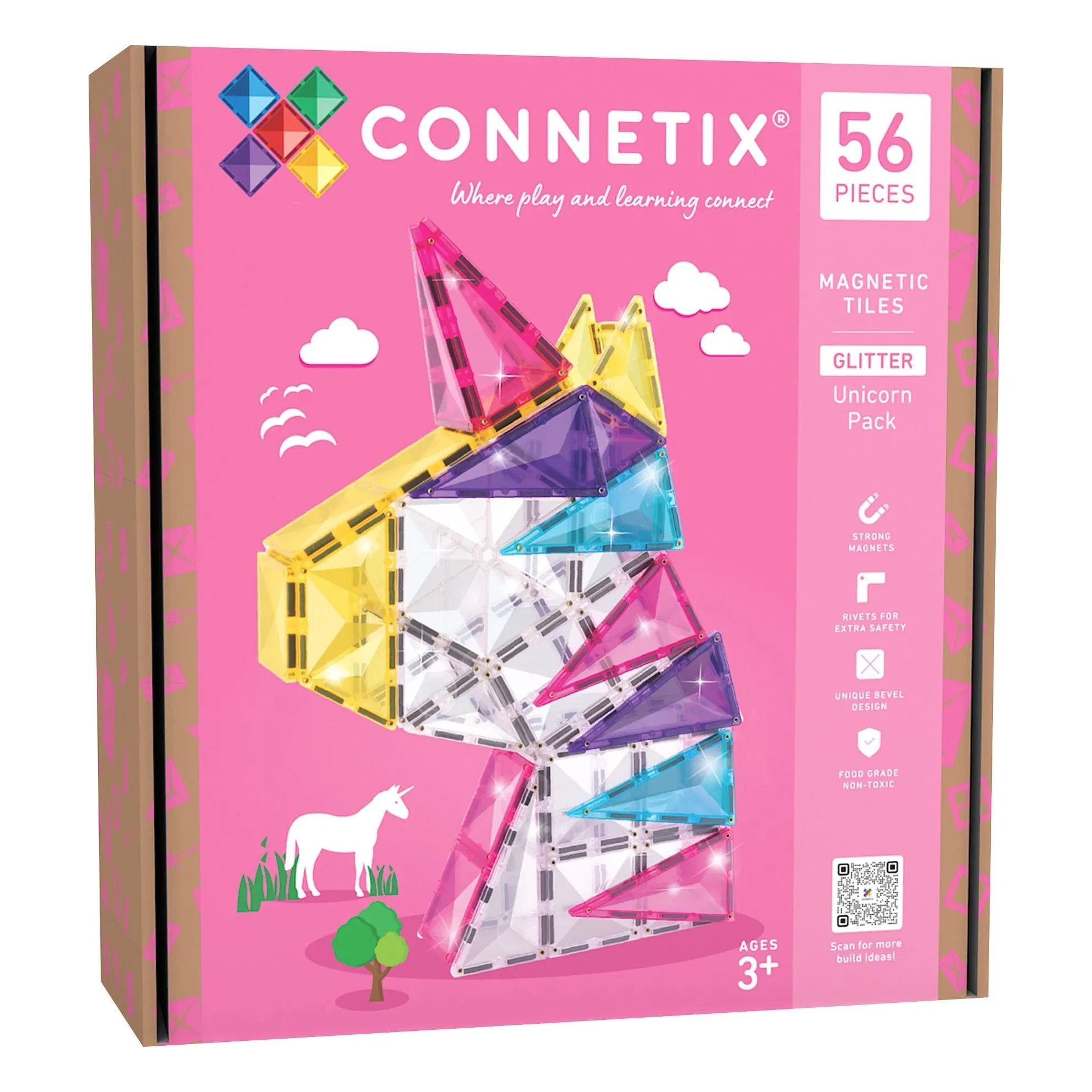 Connetix - Simli Tek Boynuzlu At paketi - 56 parça | Glitter