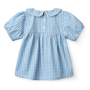 Copenhagen Colors - Polka Dot Claudine Collar Blouse Organic Cotton | Blue