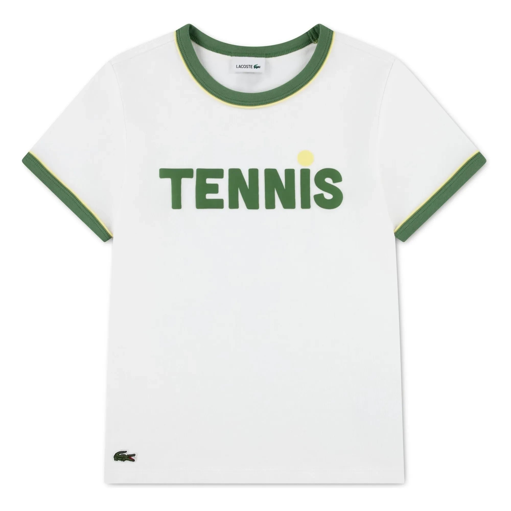 Lacoste – Kontrast-T-Shirt aus Bio-Baumwolle | Off-White