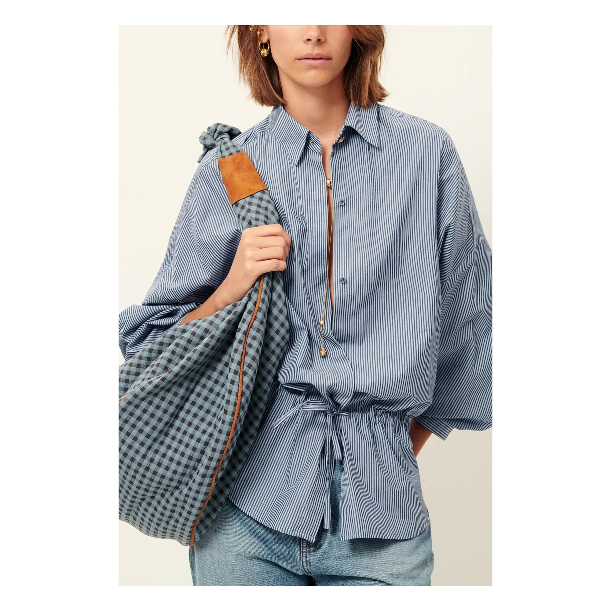 Sessùn - Santalin gestreifte Baumwollbluse | Blau