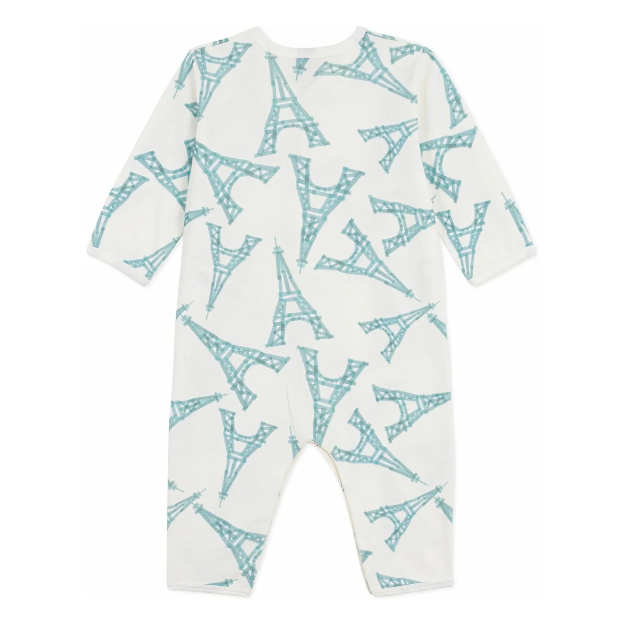 Petit Bateau - Paçasız Pijama İyi Uyuyun Eyfel Kulesi | Beyaz