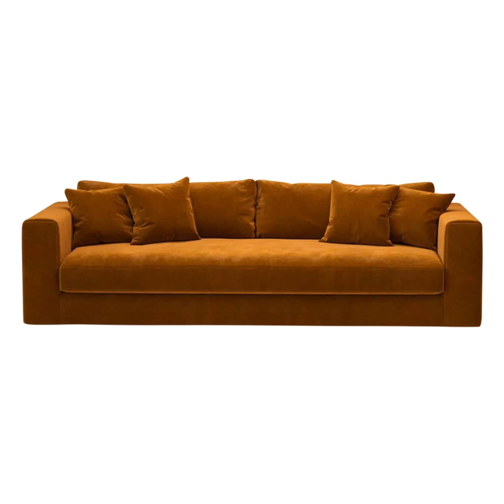 Panac Edition - Bellechasse kadife fırçalanmış 3 kişilik hafif kanepe - 240 cm | Cognac