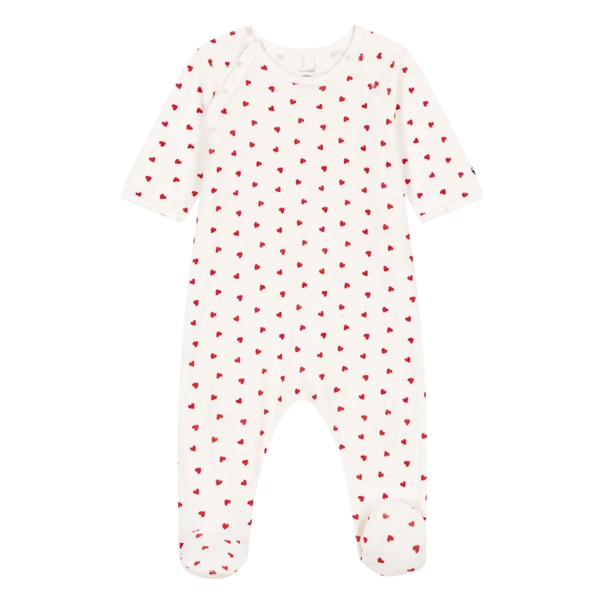Petit Bateau - Pyjamas Dors Bien Cœurs Kadife Organik Pamuk | Beyaz