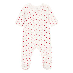 Petit Bateau - Pyjamas Dors Bien Cœurs Kadife Organik Pamuk | Beyaz