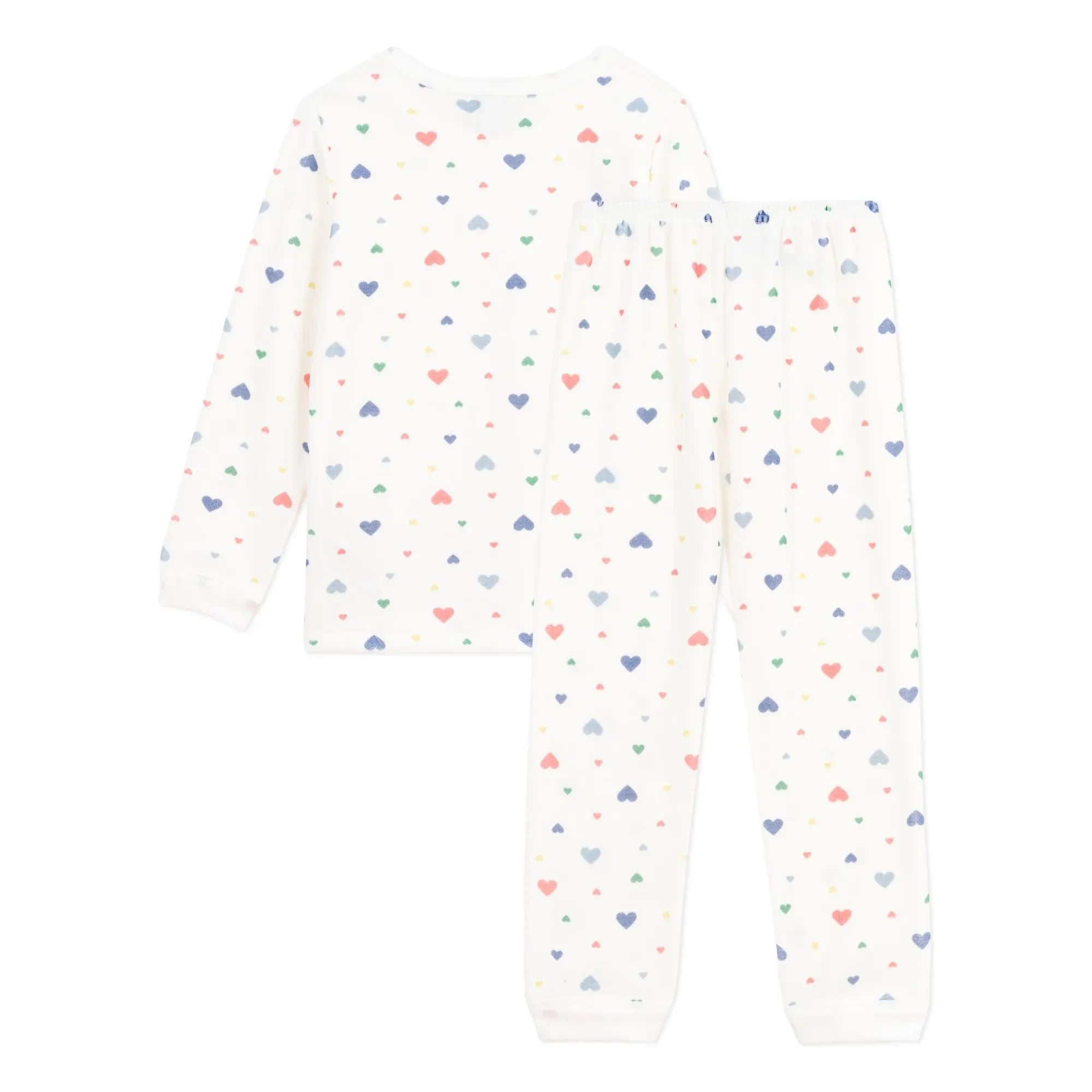 Petit Bateau - Heart Pajama Set Organic Cotton | White