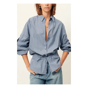 Sessùn - Santalin gestreifte Baumwollbluse | Blau