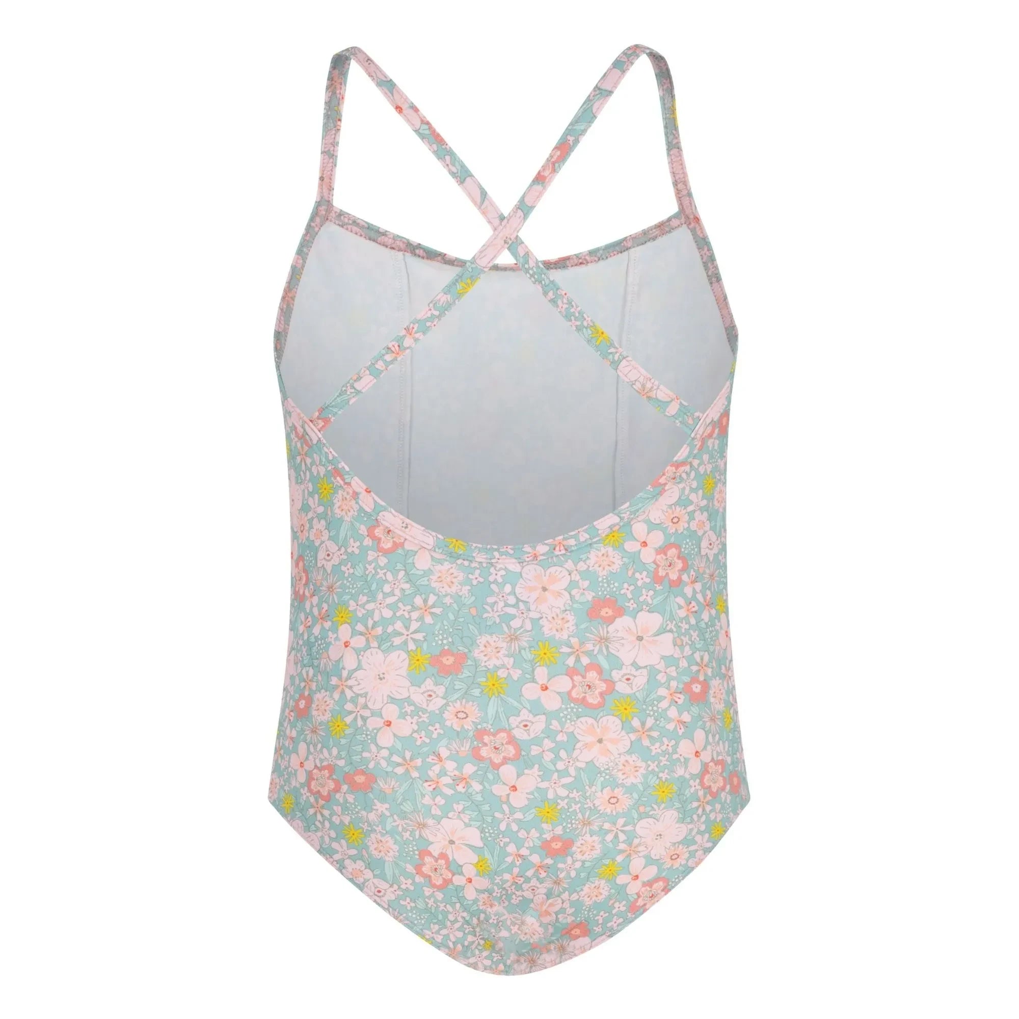 Petit Bateau - Badeanzug mit Rüschen und Blumenmuster | Türkis