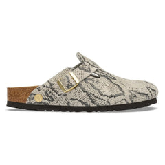 BIRKENSTOCK - قبقاب Boston Rivet بنقشة جلد الأفعى | رمادي فاتح