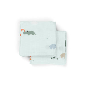 Done by Deer Burp Cloth 2 Pack - Playground Blue-Muslin Squares-Playground Blue- | Natural Baby Shower