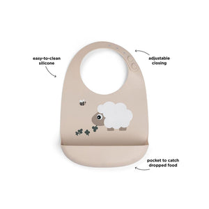 Done By Deer Silicone Bib - Sheepy Sand-Bibs-Sheepy Sand- | Natural Baby Shower