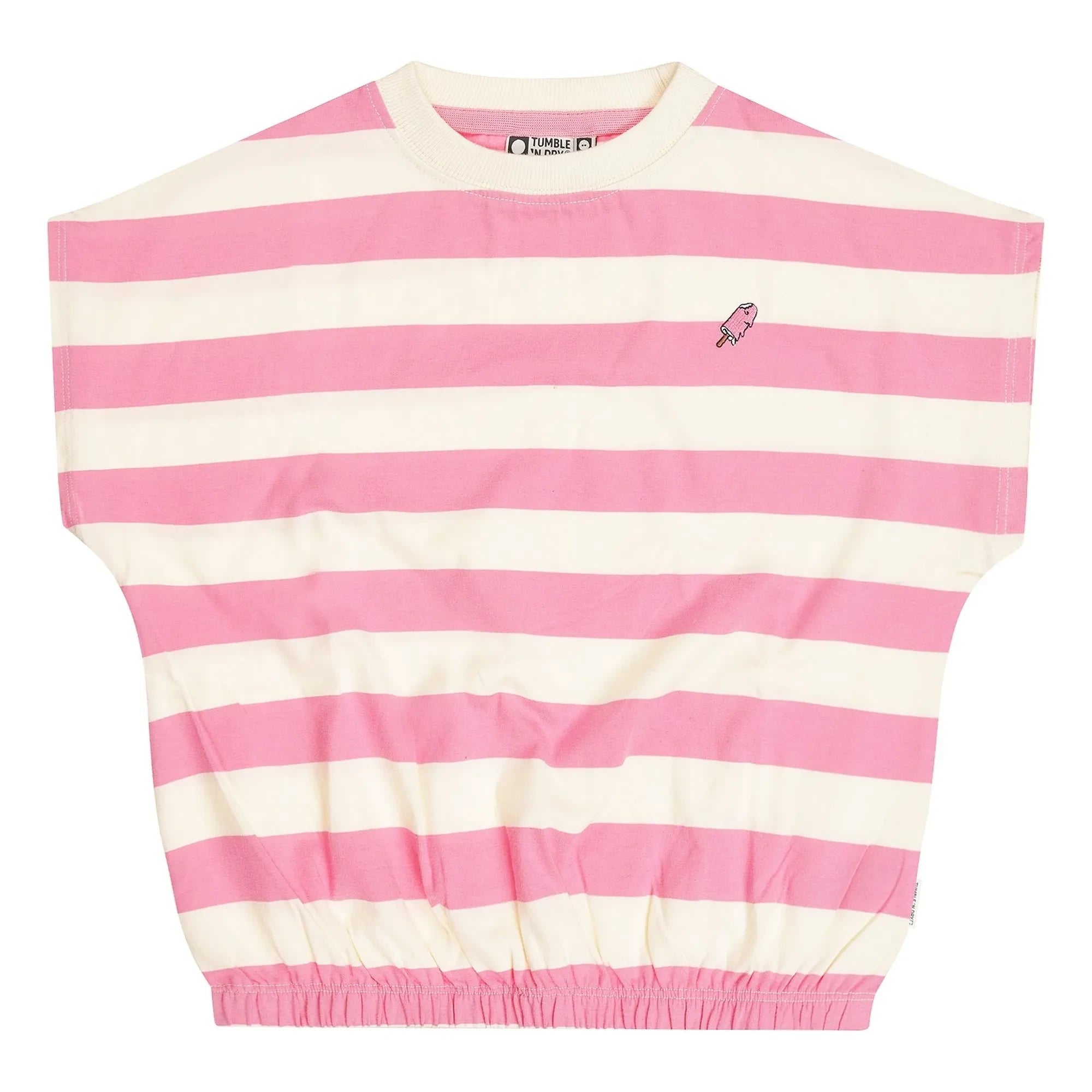 Tumble N'Dry - Colatina Oversize Çizgili Organik Pamuk Tişört | Pembe