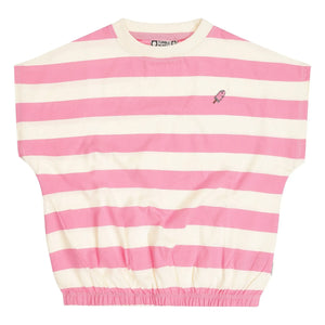 Tumble N'Dry - Colatina Oversize Çizgili Organik Pamuk Tişört | Pembe