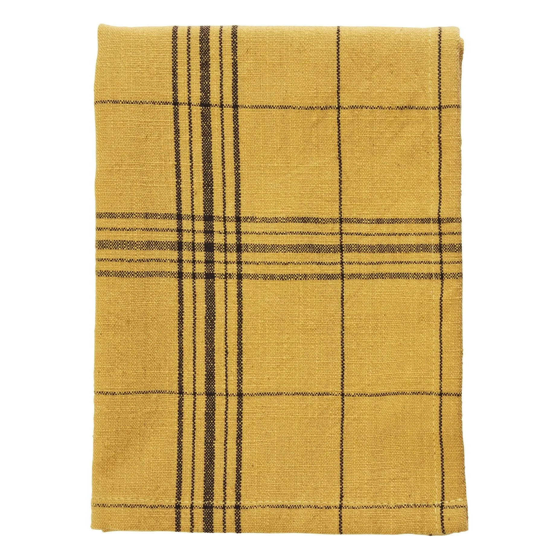 Madame Stoltz - Cotton checkered kitchen towel | Yellow