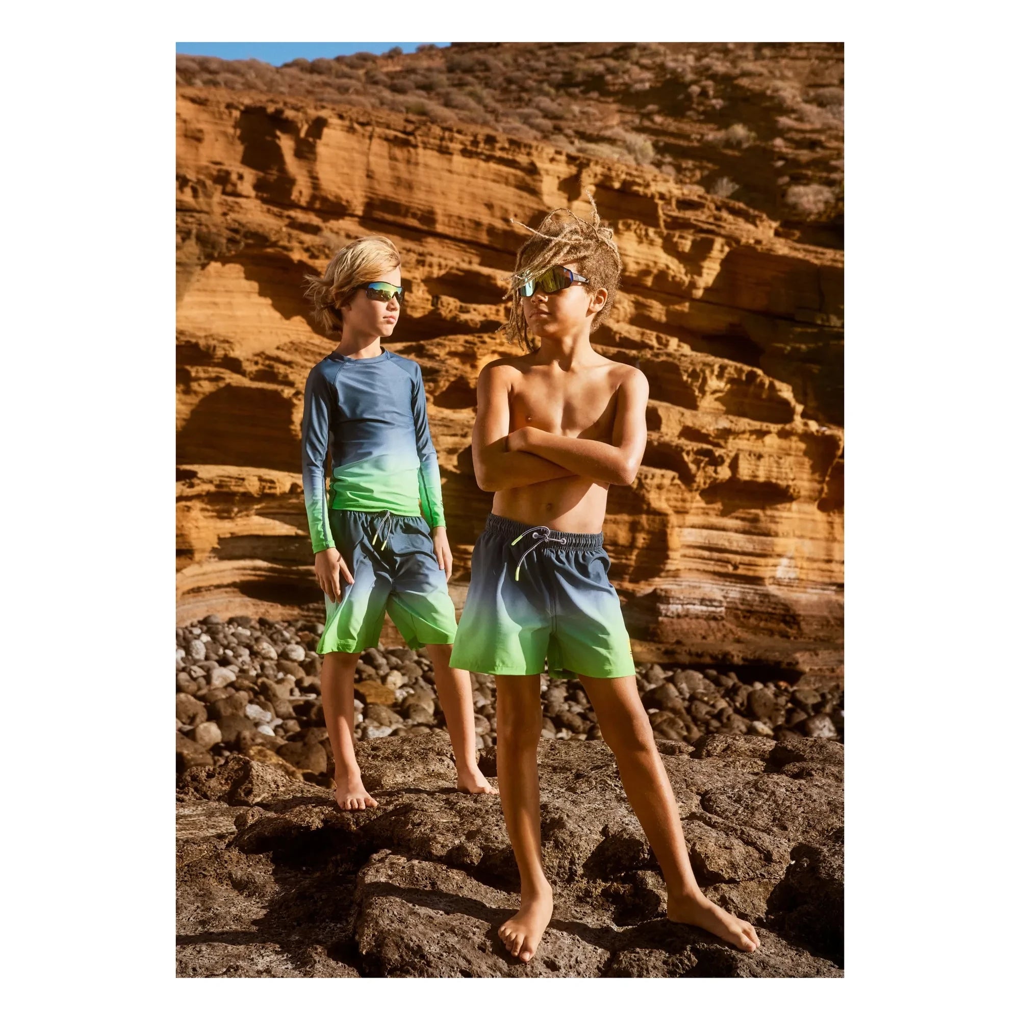 Molo - Niko Degraded Recycled Fiber Swimsuit Shorts | Fluorescent Green