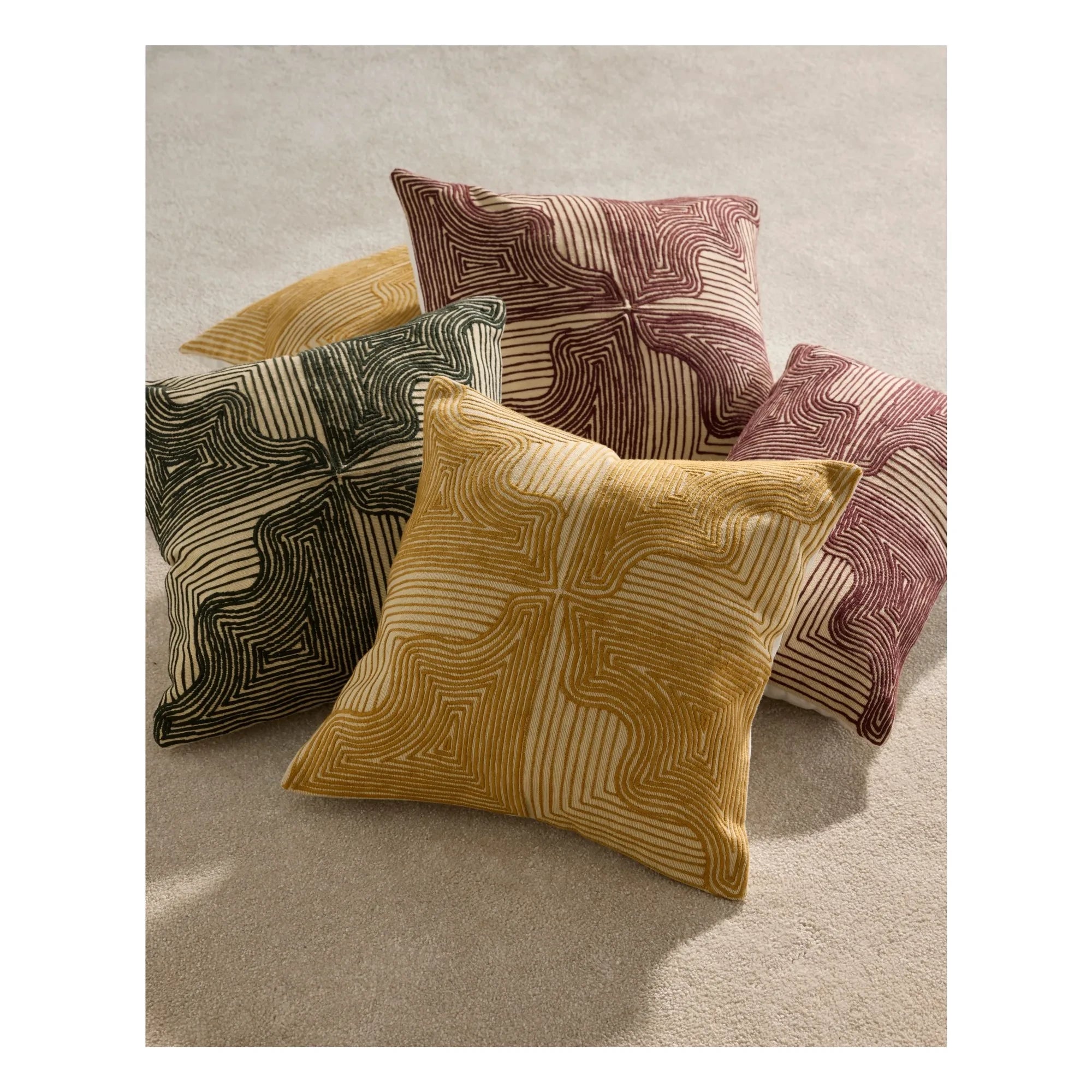 Maison Sarah Lavoine - Onda embroidered pillow | Mustard