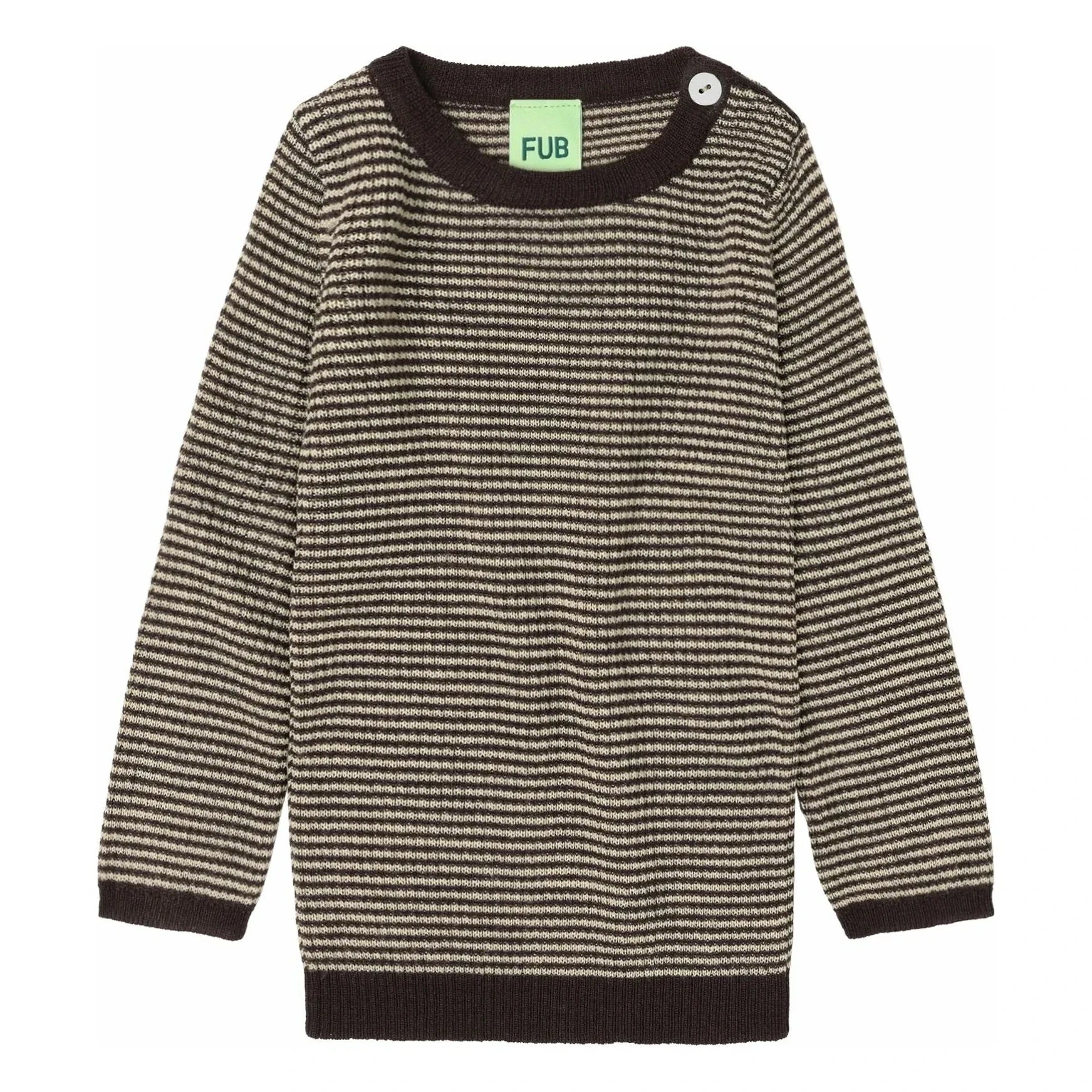 FUB - Merino Wool Striped Fine Knit Sweater | Brown
