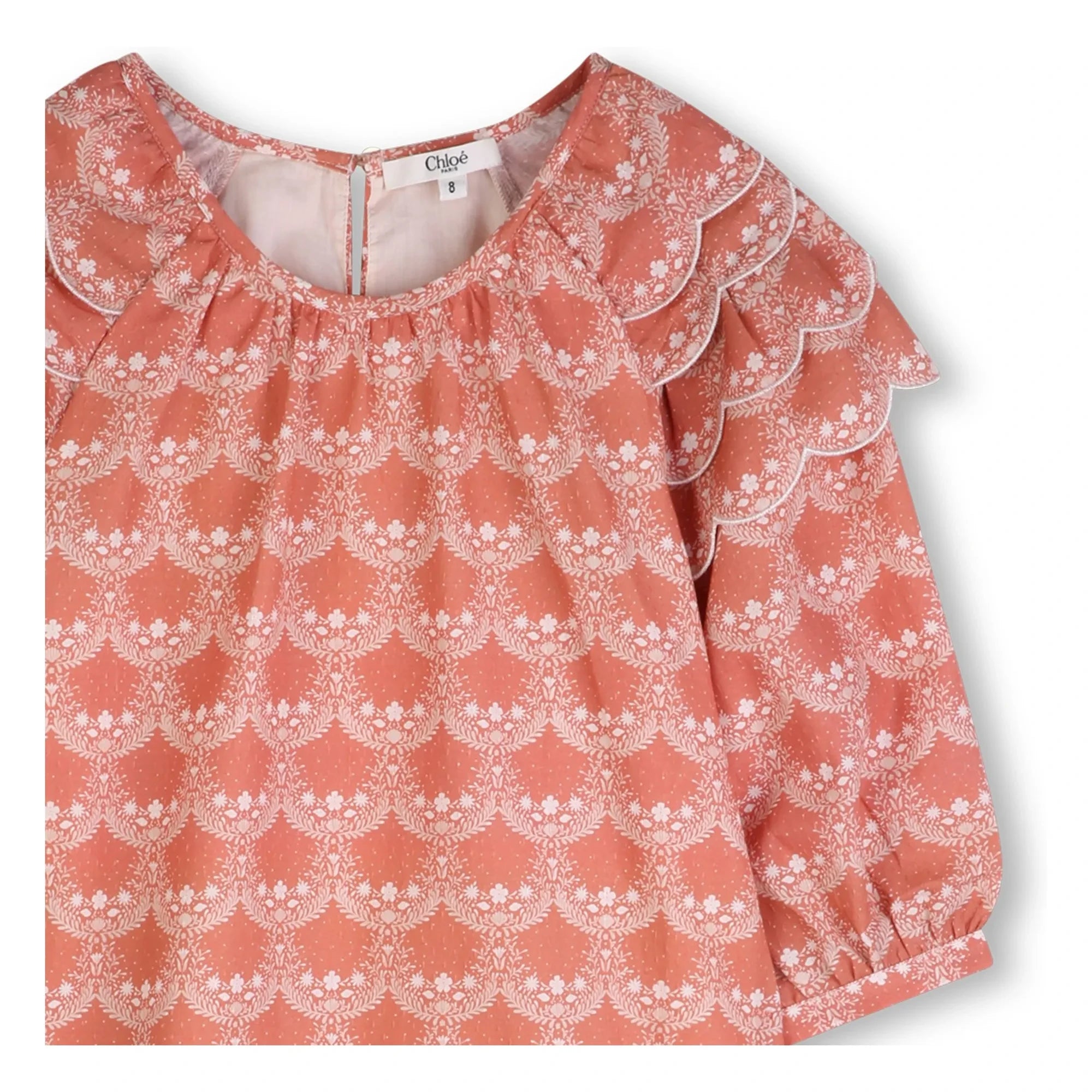 Chloé – Rüschenkleid aus Bio-Baumwolle | Pfirsich