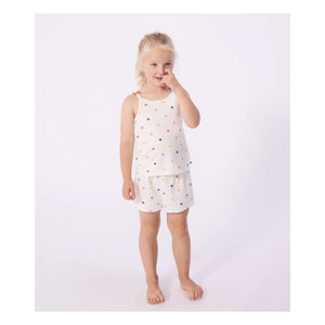 Petit Bateau - Kurzes Pyjama-Top mit Herzprint | Weiß