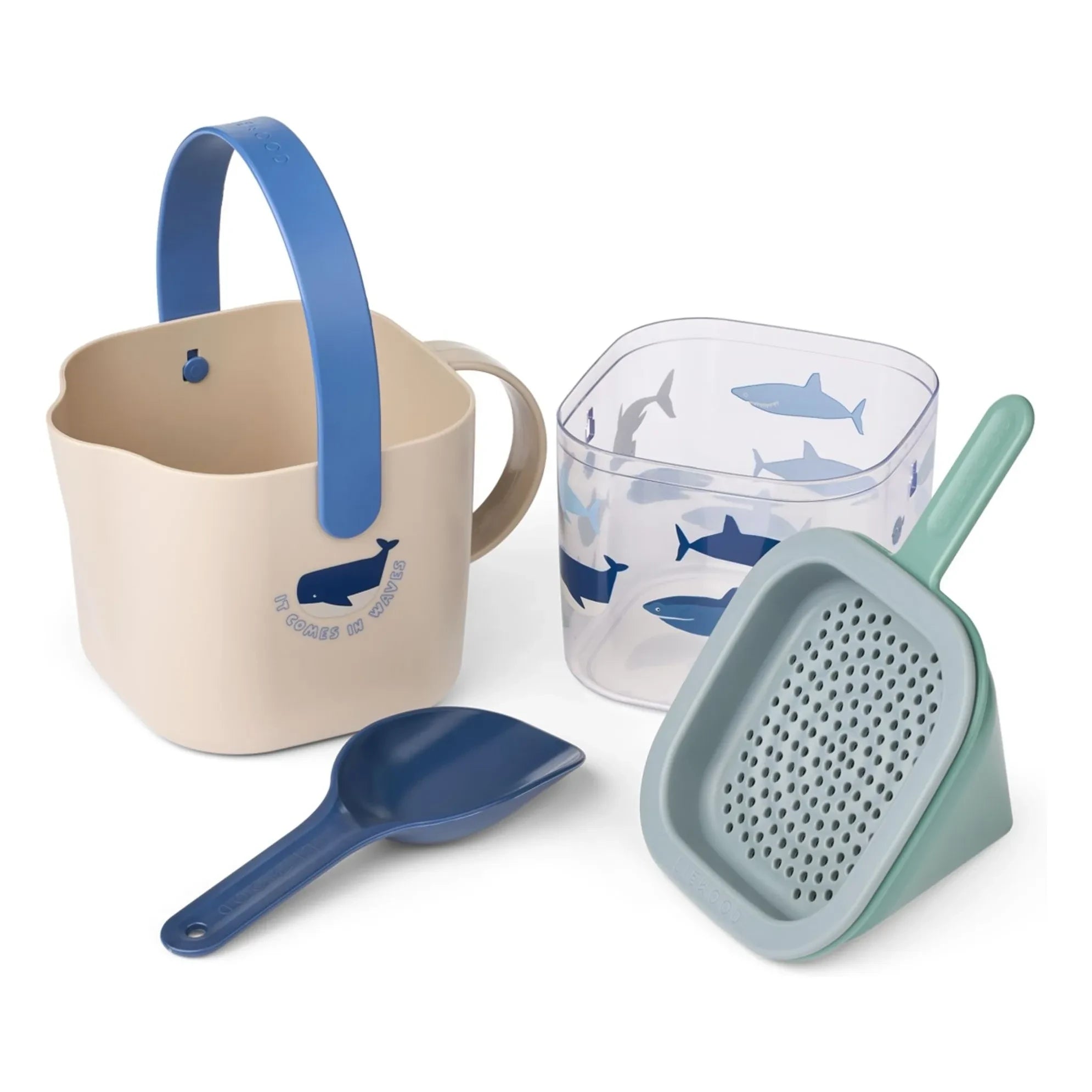 Liewood - Roald beach bucket and shovel | Shark/Dove blue