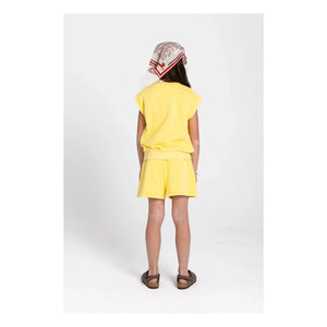 Hundred Pieces - Inaya Floral Pattern Organic Cotton Sleeveless Sweatshirt | Pale Yellow