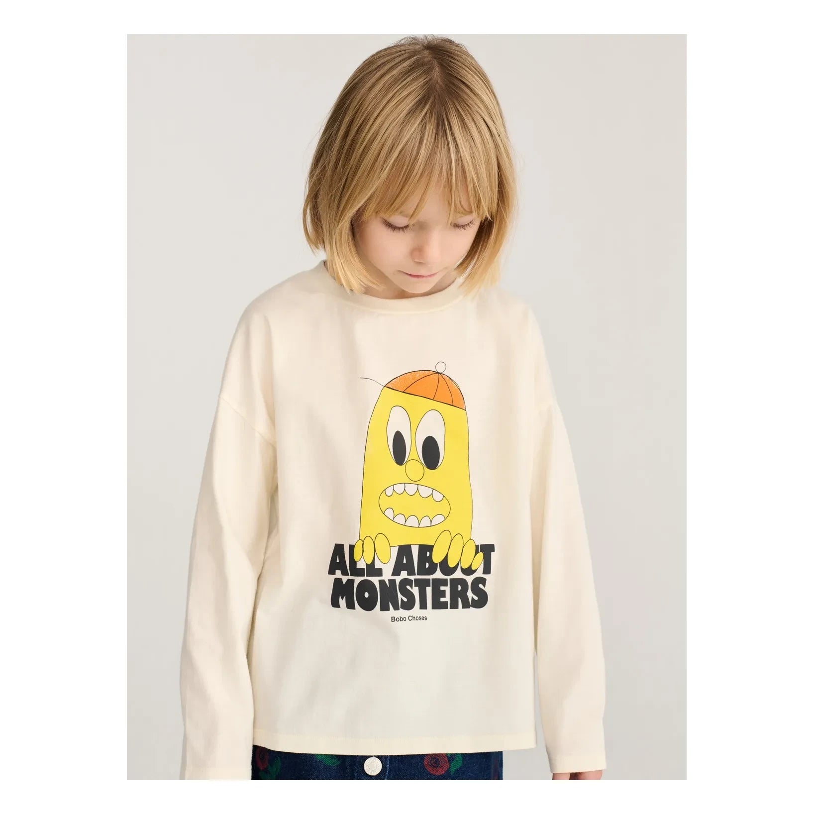 Bobo Choses - Lemon T-Shirt All About Monsters aus Bio-Baumwolle | Ecru