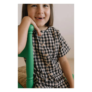 Studio Bohème - Thelme Vichy Bluse aus Bio-Baumwollgaze | Schwarz