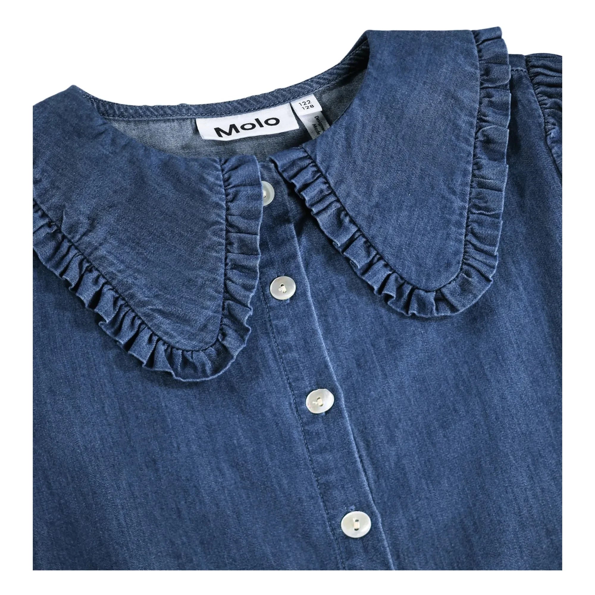 Molo - Robbin Denim Yakalı Bluz Organik Pamuk | Mavi