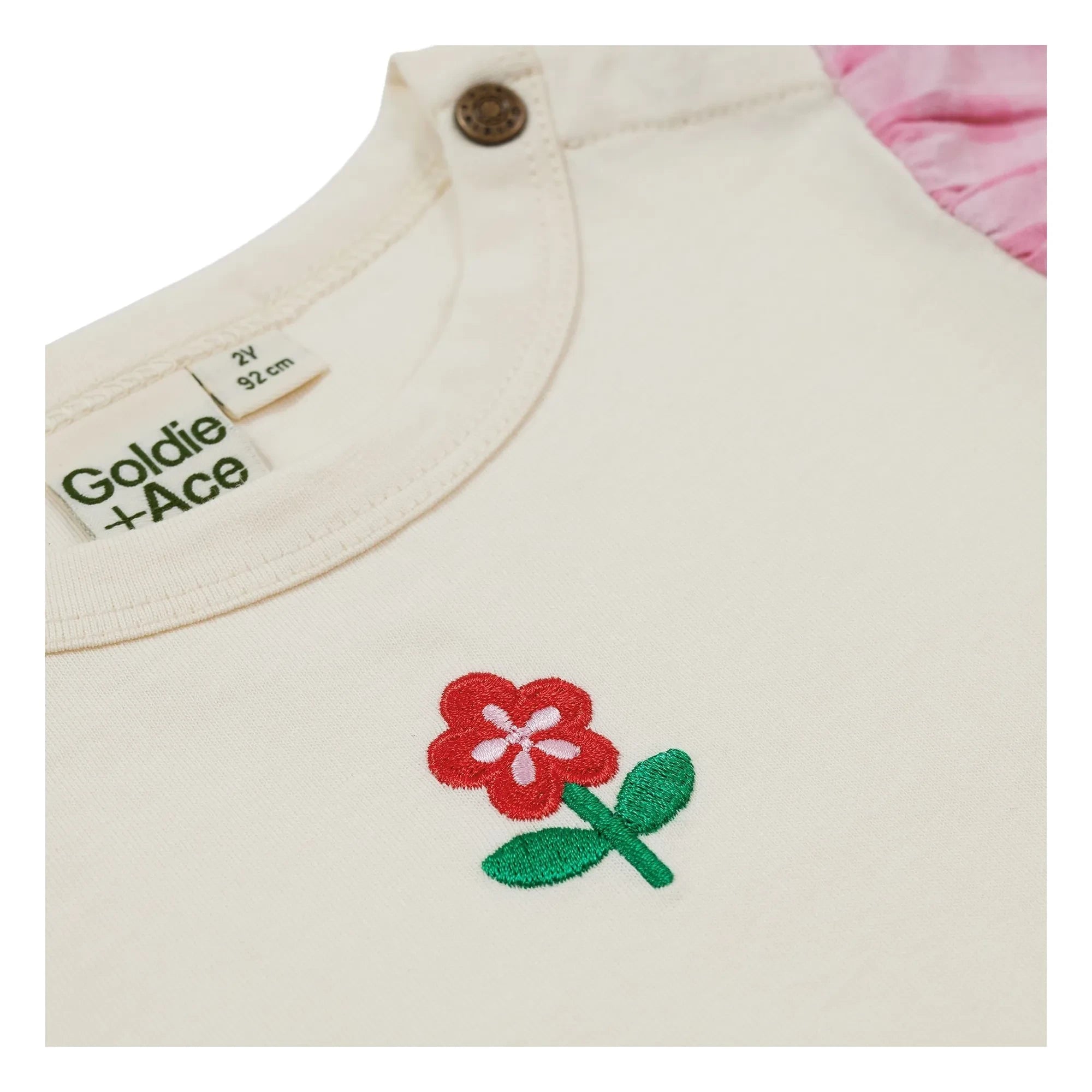 Goldie + Ace – Vichy Ballonarm T-Shirt | Creme