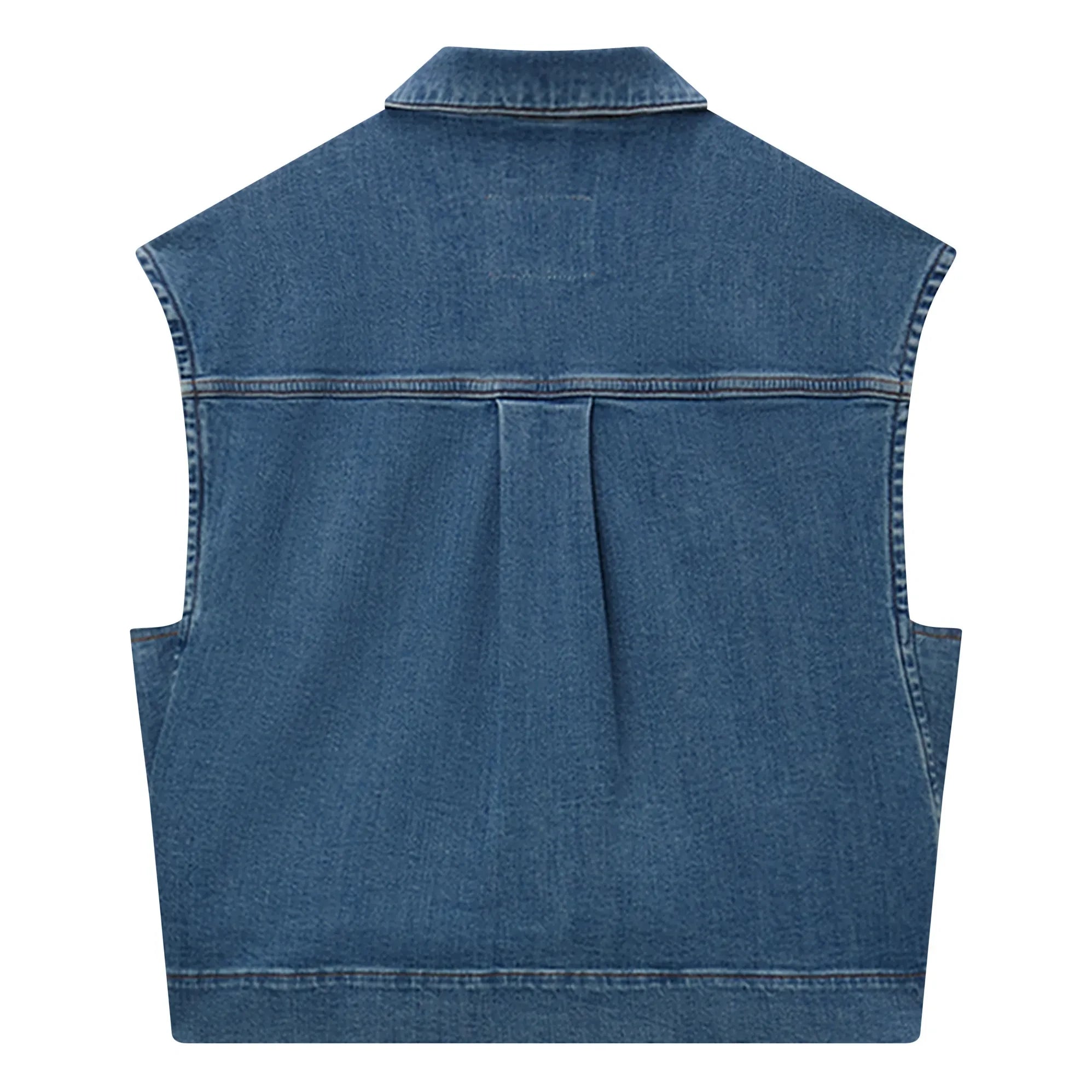 Pomandère - Kolsuz Denim Ceket | Mavi