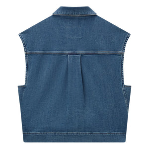 Pomandère - Kolsuz Denim Ceket | Mavi
