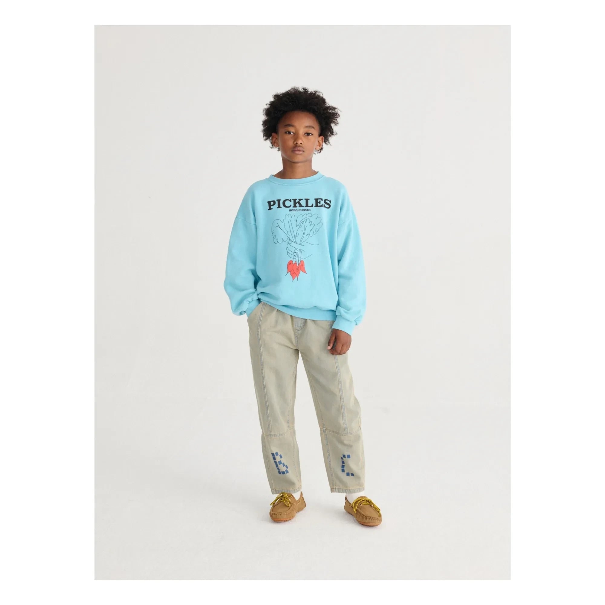 Bobo Choses - Pickles organik pamuk sweatshirt | Açık mavi