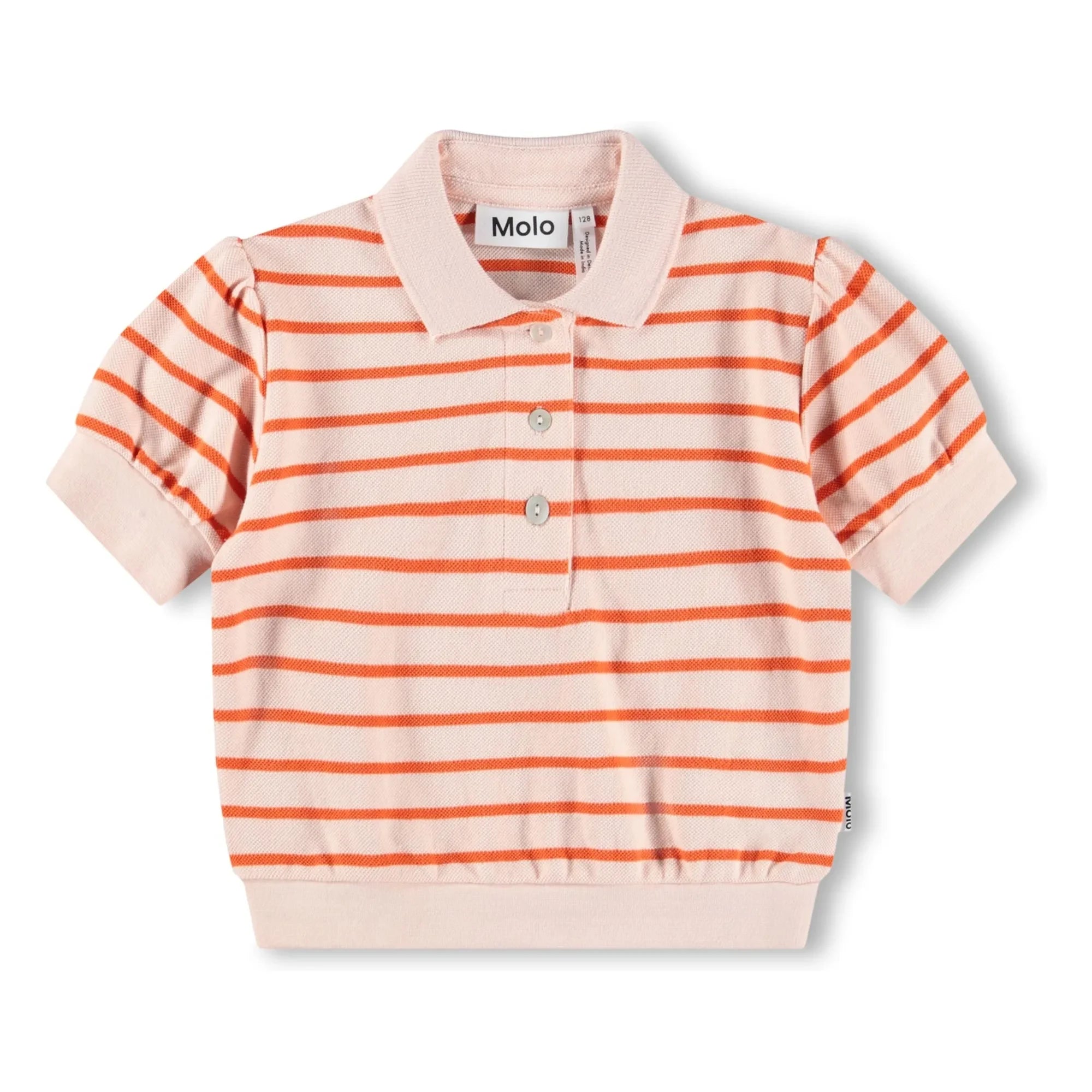 Molo - Raki Striped Organic Cotton Polo Shirt | Light Pink
