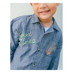Gingersnaps - Lewis besticktes Chambray-Hemd | Blau